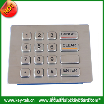16 Keys Stainless Steel Keypad for Gas Stations/ATM